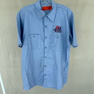 Vintage Red Kap Size L Electric Machinery Enterprises Blue Button Up Shirt